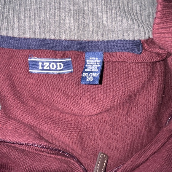 Izod Burgundy Red Quarter Zip Pullover Sweater Size 2XL - Picture 3 of 8